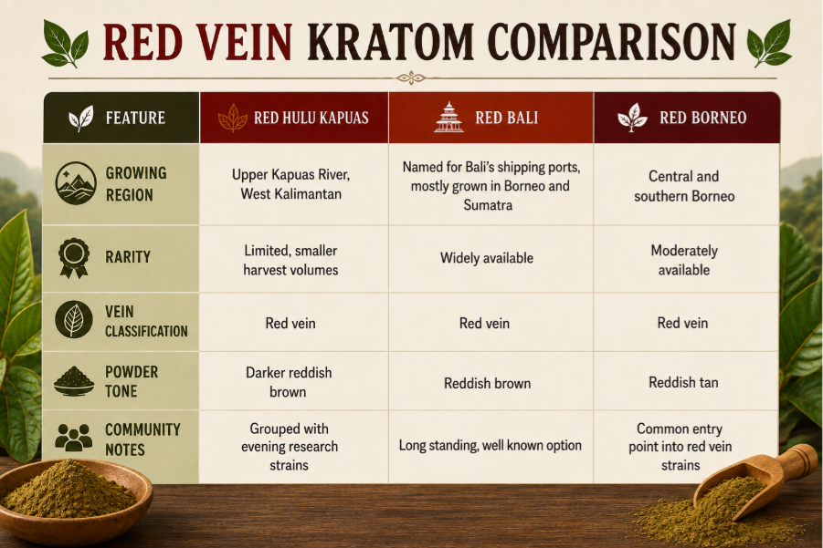 Red Vein Kratom comparison